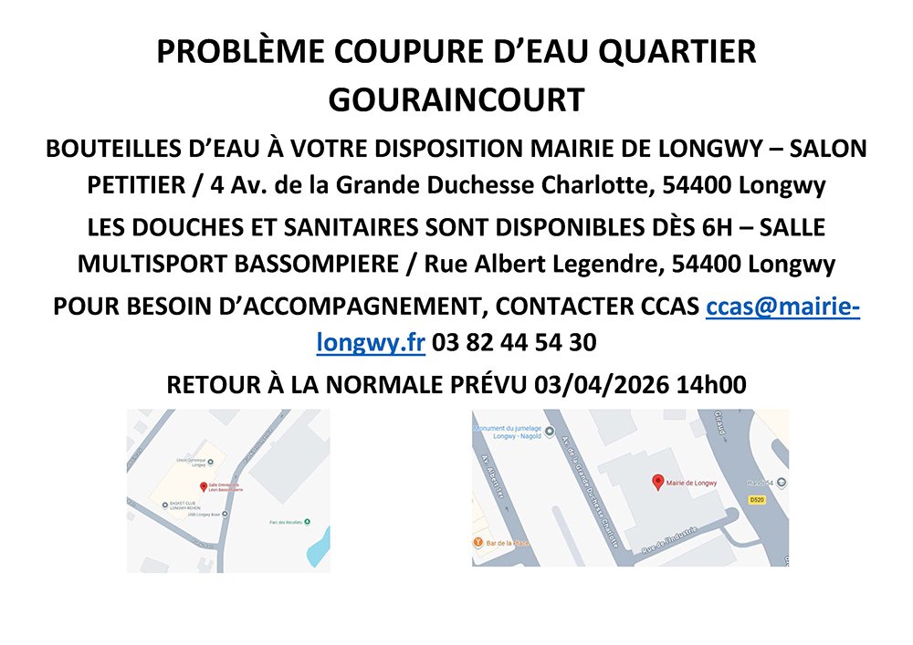 Problème coupeur d&rsquo;eau quartier de Gouraincourt